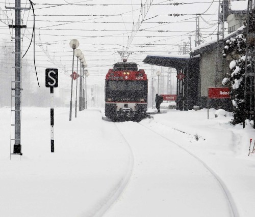 Estación de Reinosa con nieve
